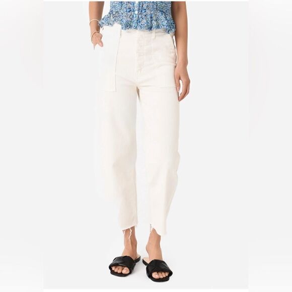 Mother Patch Pocket Private Ankle Fray Jeans White Fairest of them all 28 - Picture 12 of 12